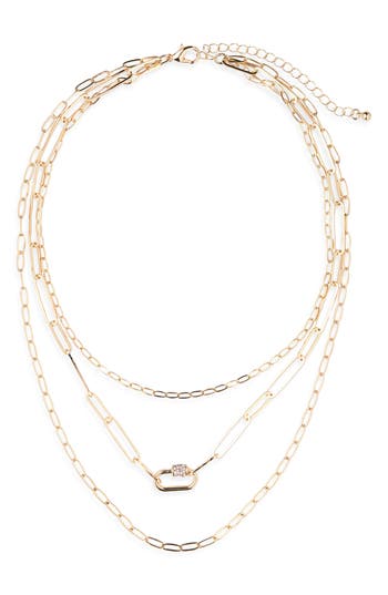 Nordstrom Rack Caribiner Pavé Cz Multi Layer Necklace In Gold