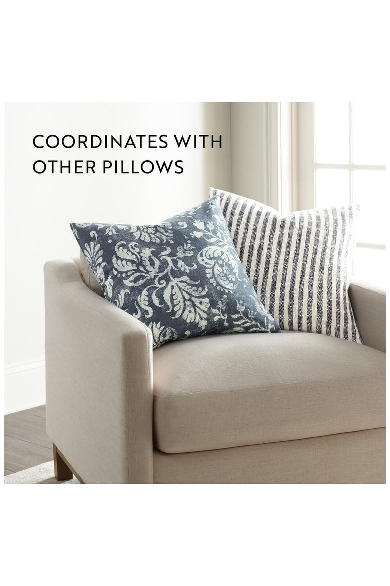 Distressed Floral Cotton Throw Pillow, Alternate, color, NAVY