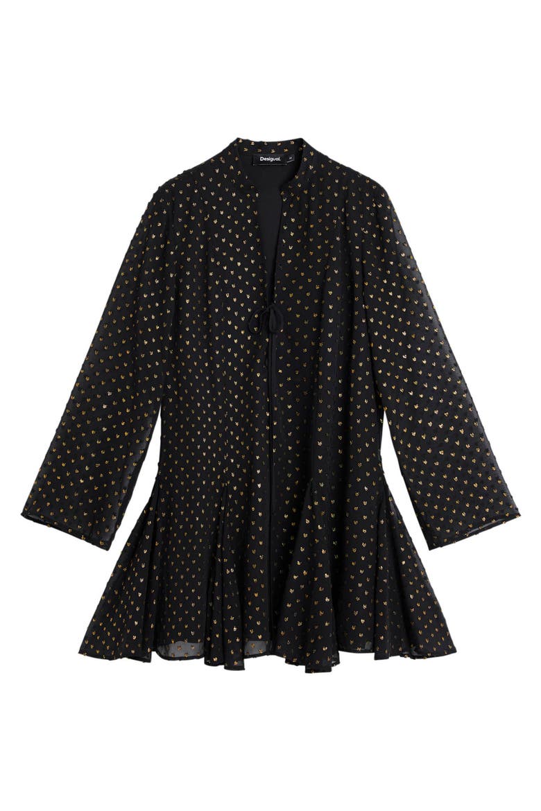 Metallic Dot Long Sleeve Minidress, Alternate, color, BLACK