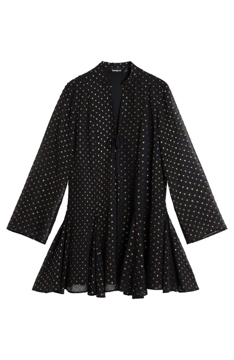 Desigual Metallic Dot Long Sleeve Minidress, Alternate, color, Black