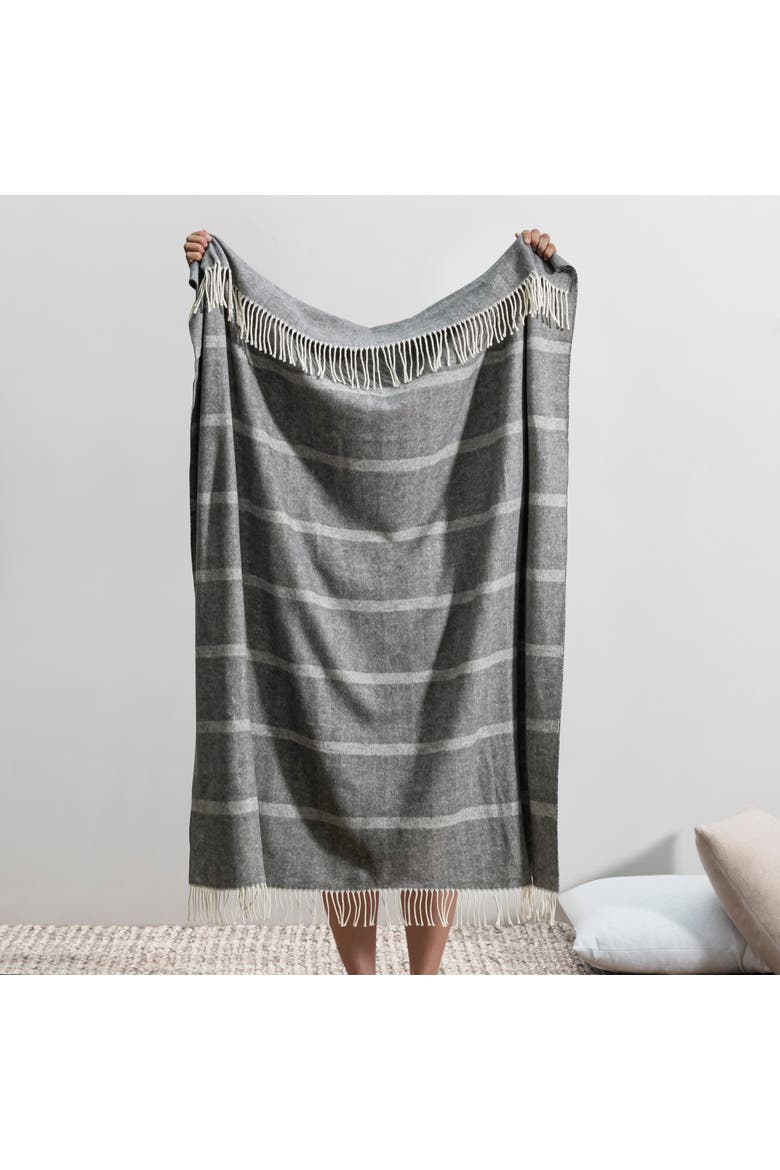 Montauk Stripe Herringbone Throw, Alternate, color, Charcoal