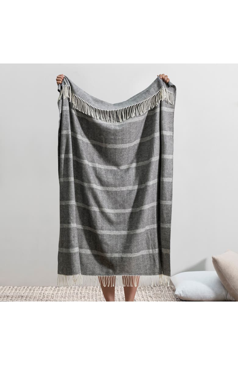 Lands Downunder Montauk Stripe Herringbone Throw, Alternate, color, Charcoal