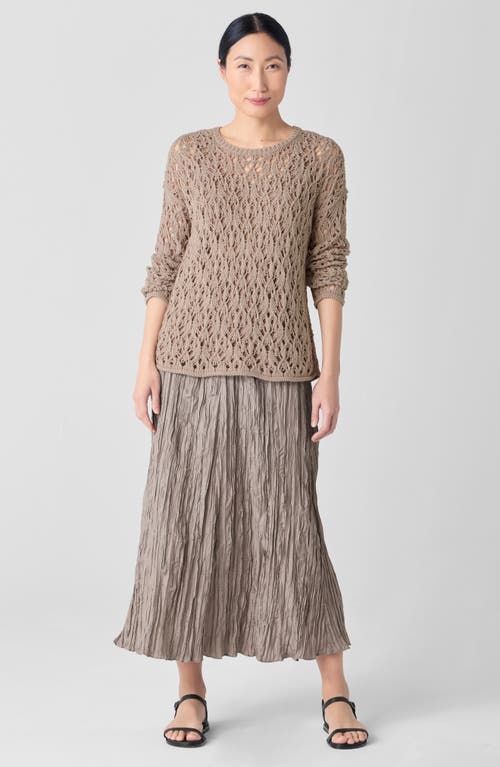 Eileen Fisher Crewneck Organic Cotton Sweater In Beige
