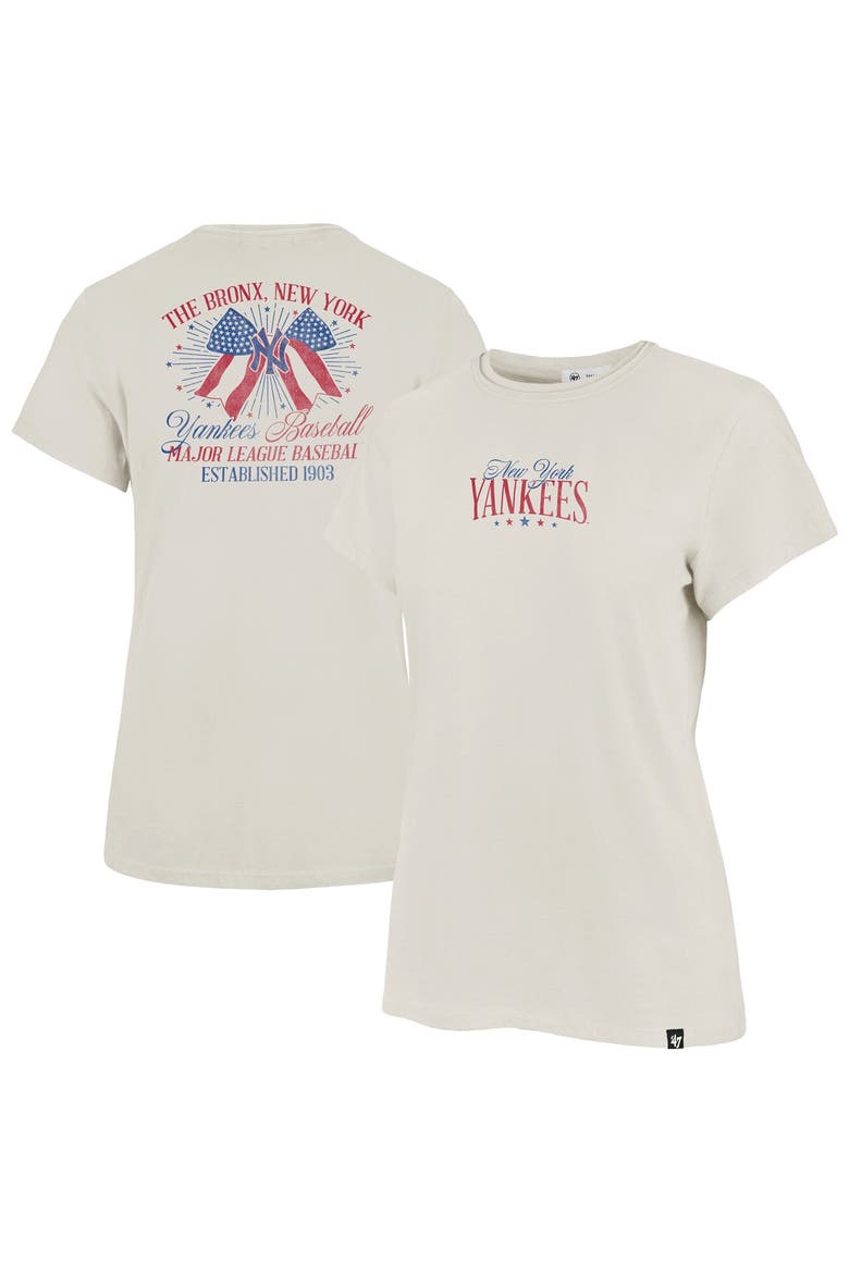 Women's '47 Cream New York Yankees Bow Burst Frankie T-Shirt, Main, color, Cream