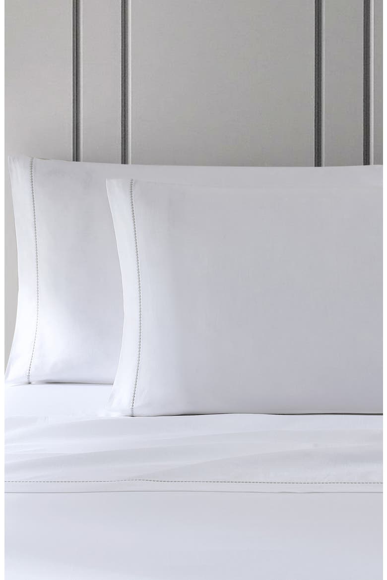 Simple Dot 300 Thread Count Sheet Set, Alternate, color, WHITE/STEEL