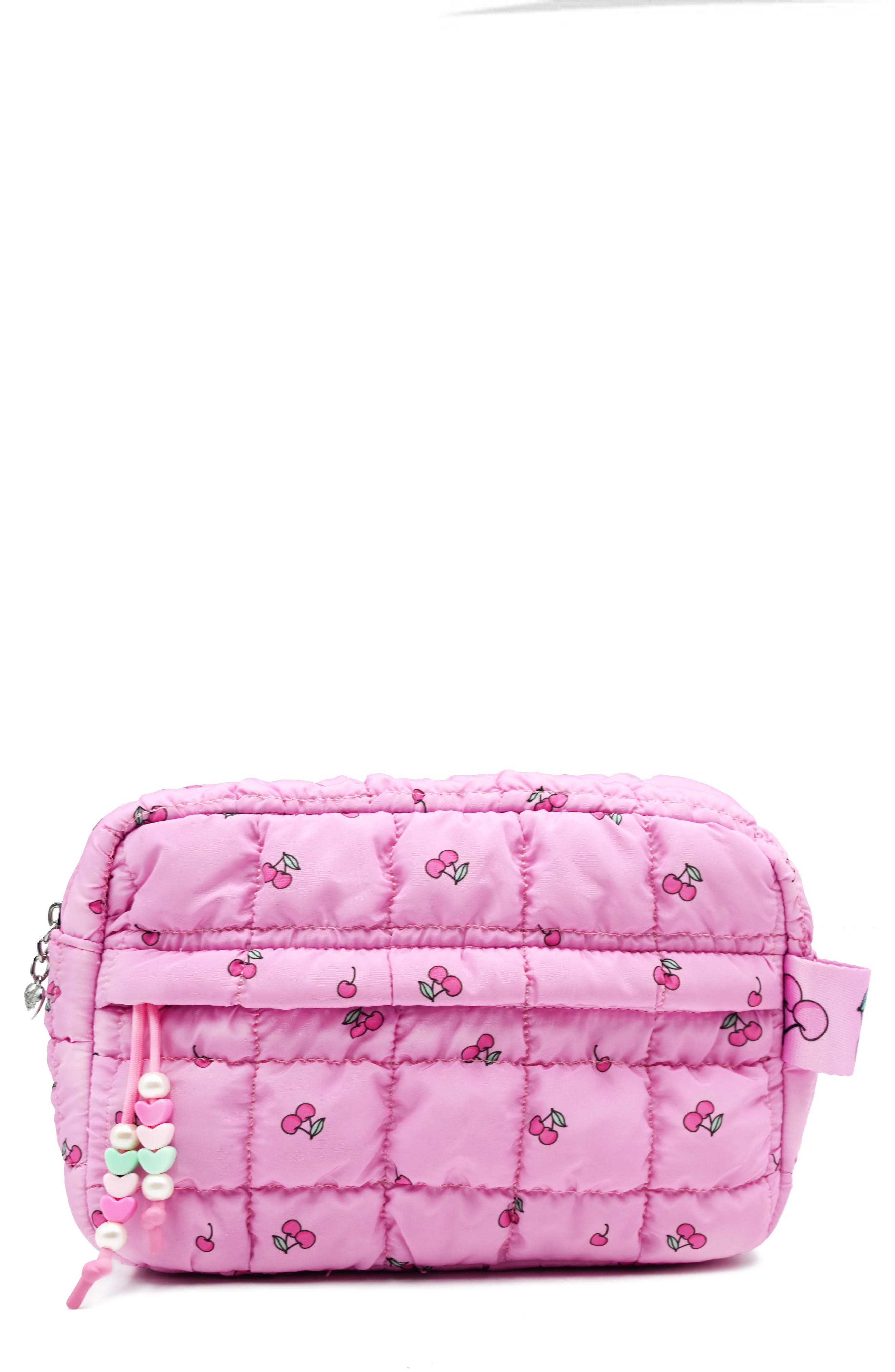 Kids' Cherry Print Pouch, Main, color, PEONY