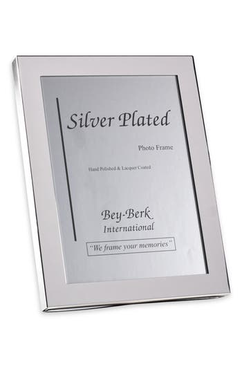 Bey-berk Polished Picture Frame In Silver