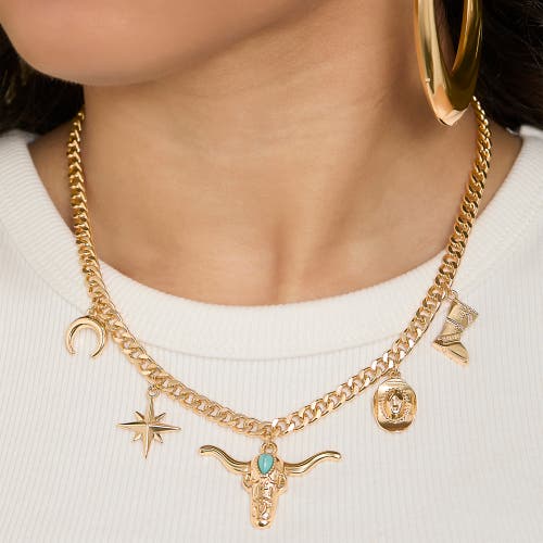 Jessica Simpson Celestial Charm Necklace In Metallic
