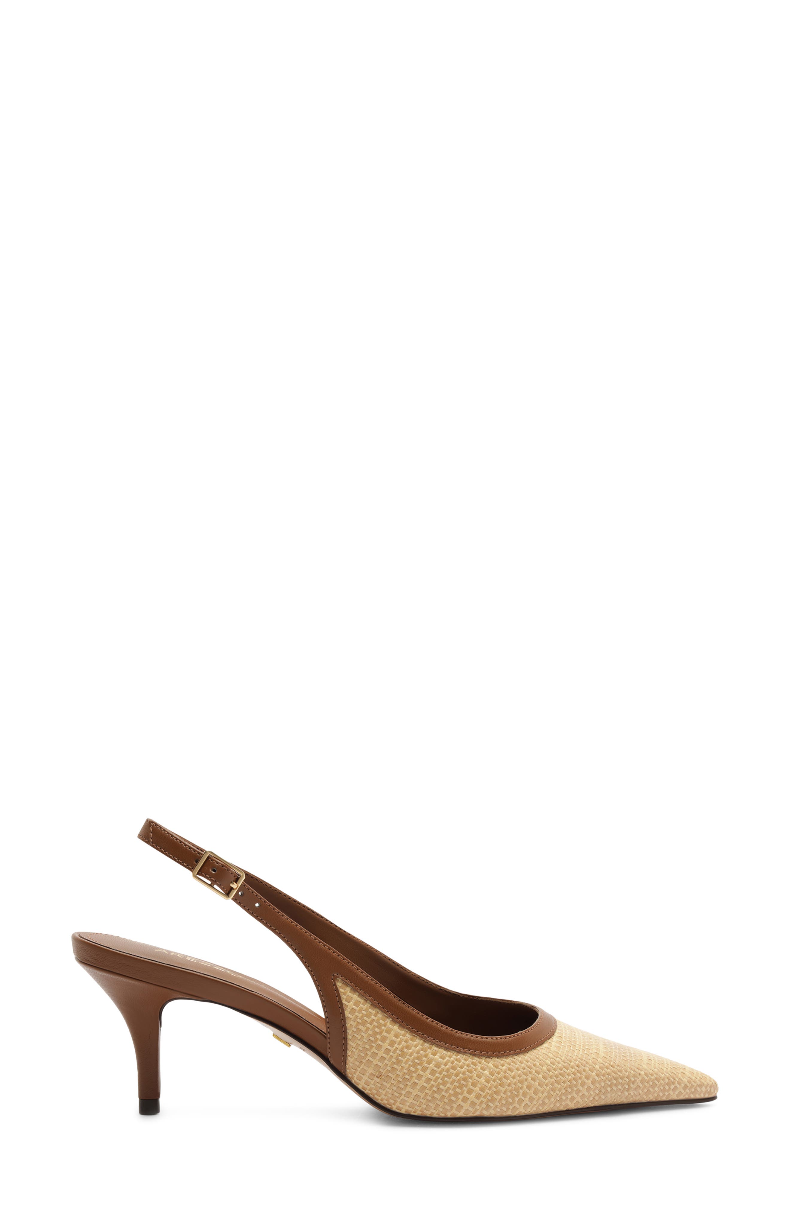 Arezzo Liza Slingback Pointed Toe Pump, Alternate, color, Warm Caramel/ Natural