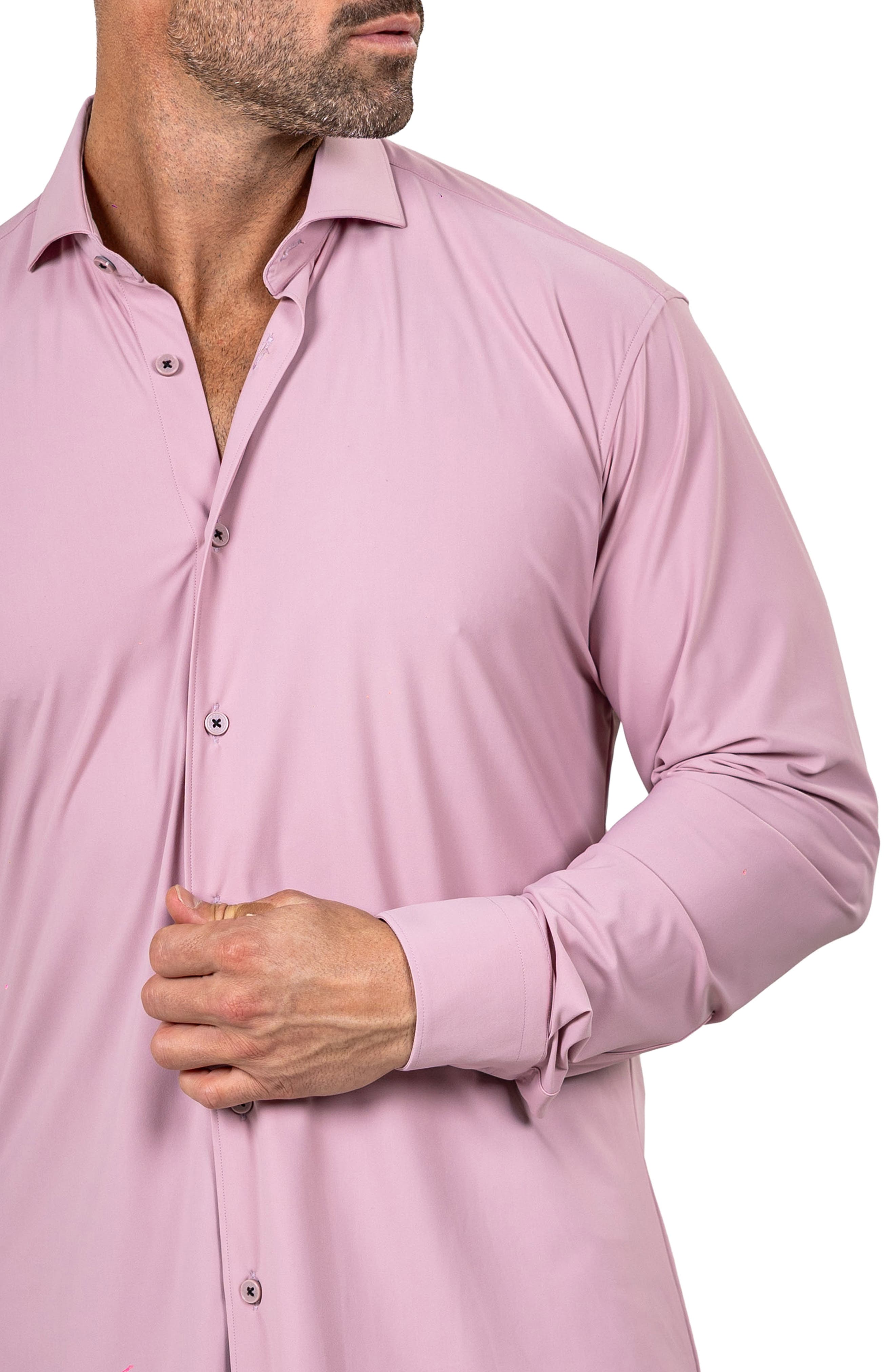Eins Shaped Fit Marthy3010 Pink Knit Button-Up Shirt - image 2
