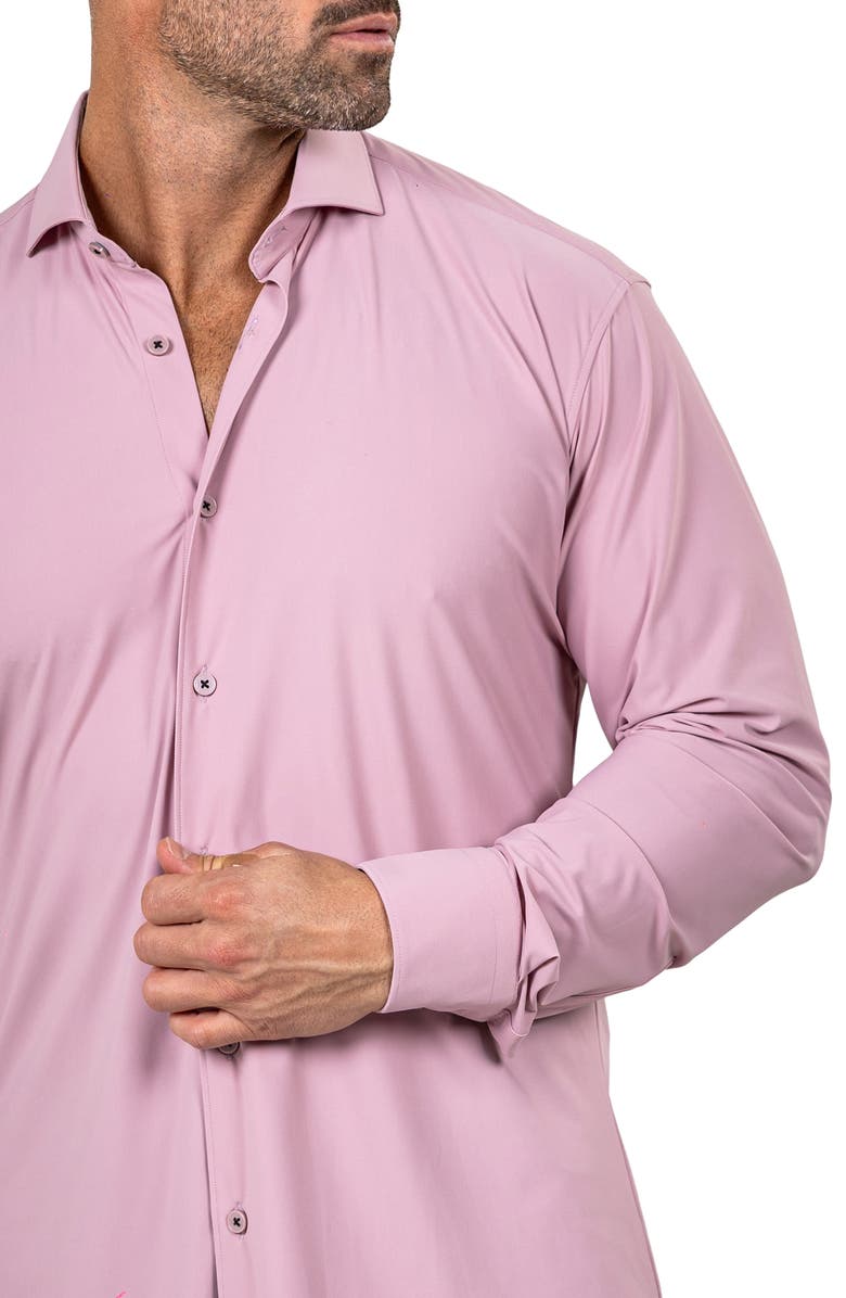 Maceoo Eins Shaped Fit Marthy3010 Pink Knit Button-Up Shirt, Alternate, color, 