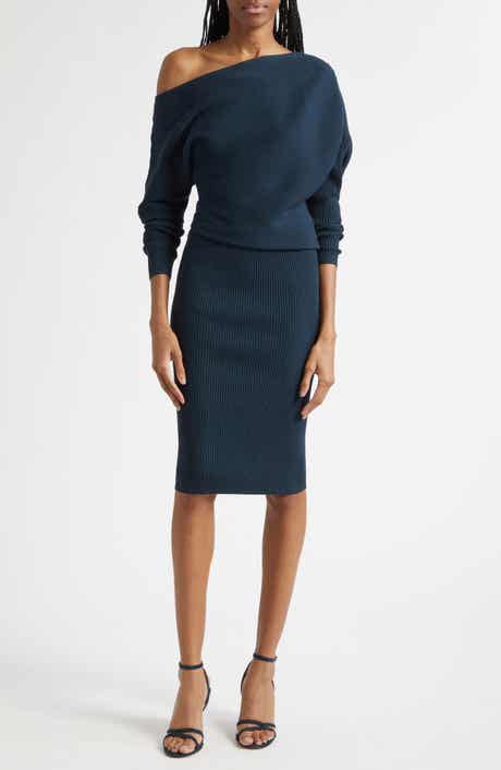 Lara Rib Knit Off the Shoulder Sweater Dress