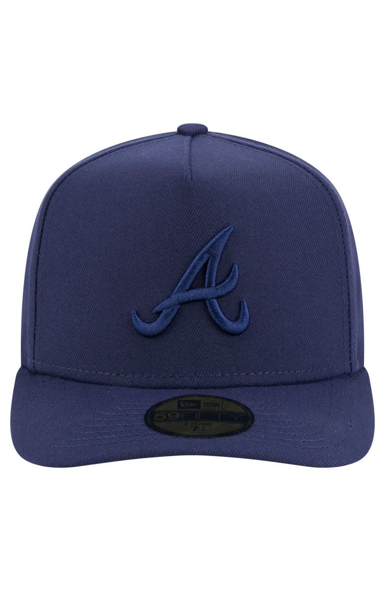 New Era Men's New Era Navy Atlanta Braves Color Pack A-Frame 59FIFTY Fitted Hat, Alternate, color,