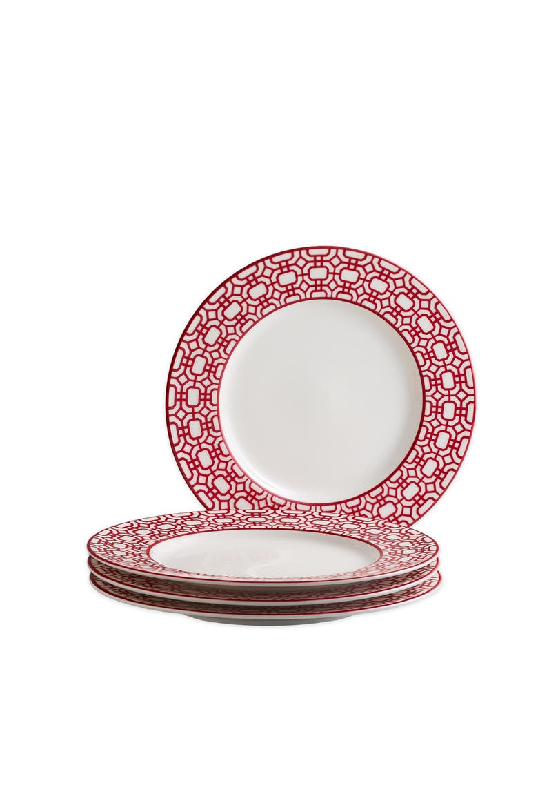 Newport Crimson Garden Gate Salad Plate - Porcelain - Set 4, Alternate, color, RED