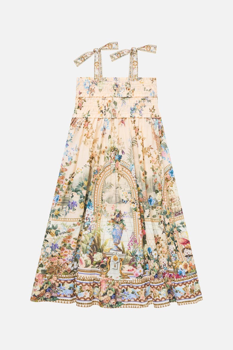 Kids Shirred Maxi Dress W Tie Shoulder, Alternate, color, Midsummer Masterpiece