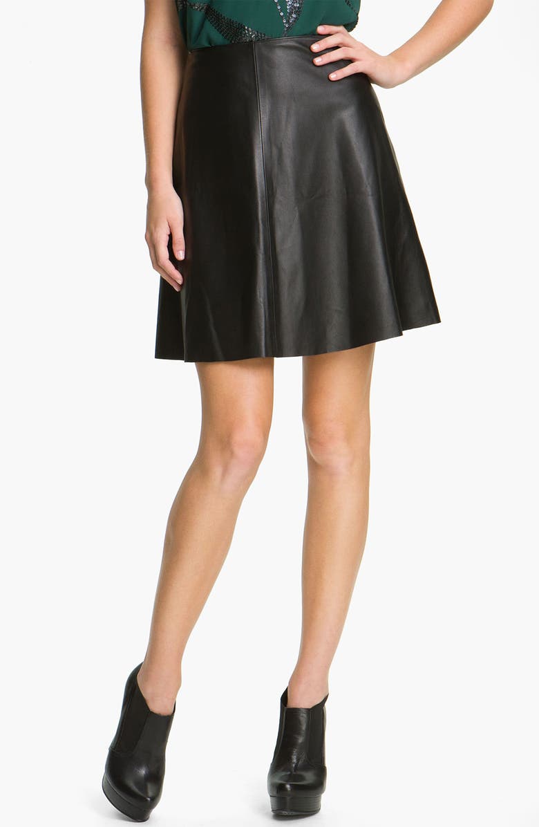 DKNYC Flare Leather Skirt, Main, color,
