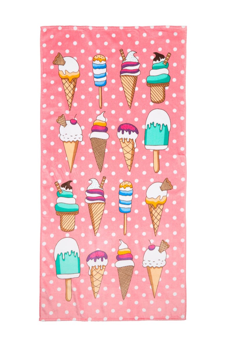 APOLLO TOWELS Ice Cream Print Beach Towel, Main, color,