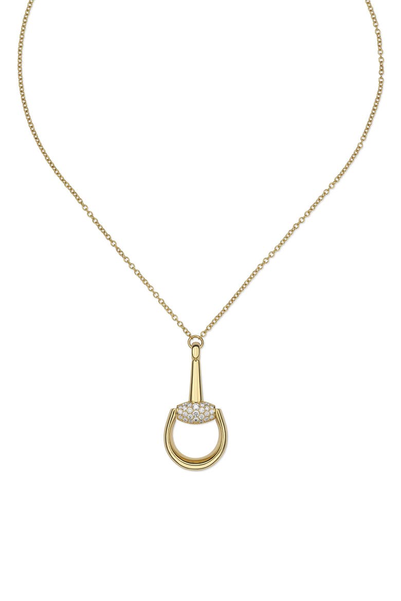 Horsebit Diamond Pendant Necklace, Alternate, color, GOLD