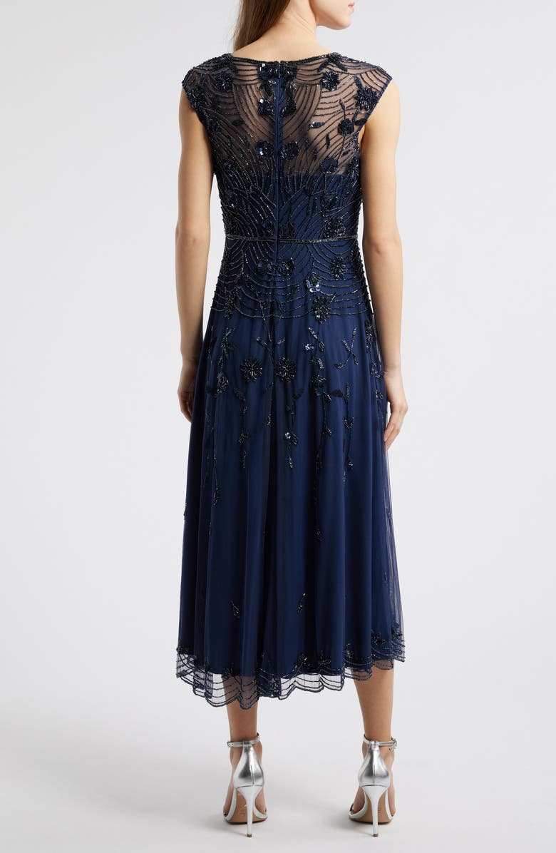 Pisarro Nights Beaded Sleeveless Chiffon Evening Dress, Alternate, color, Navy