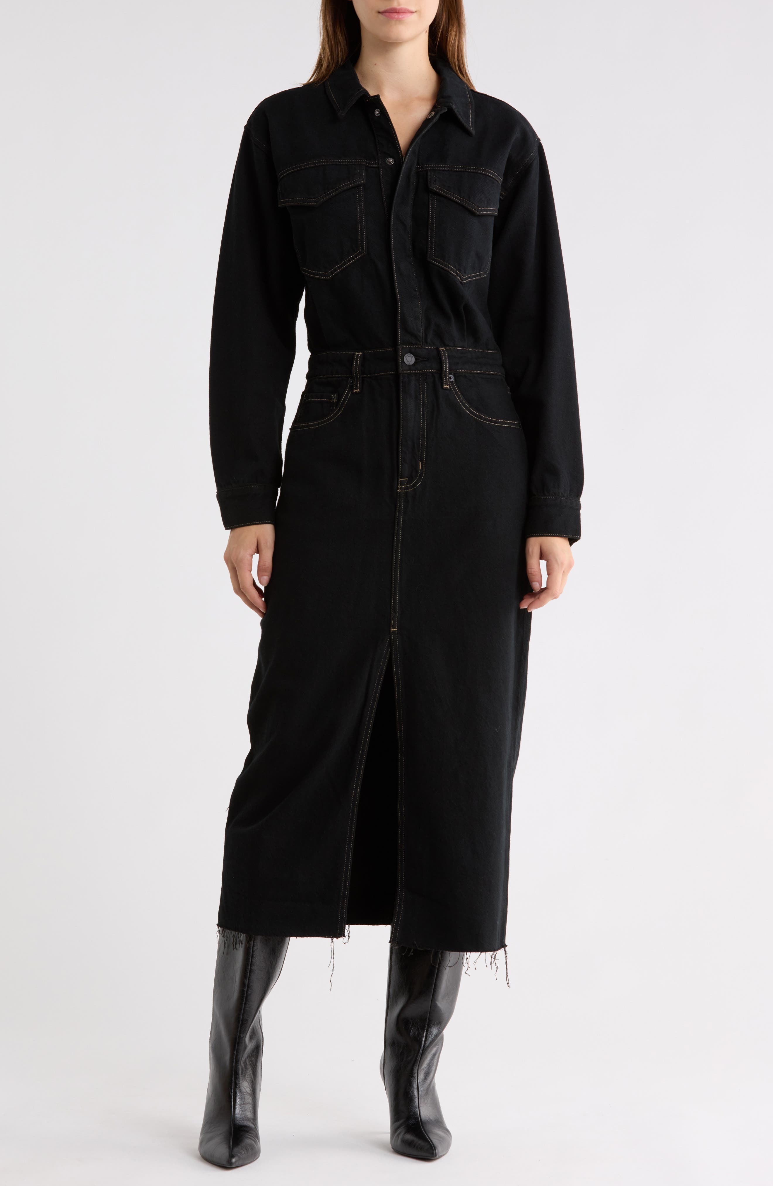 Amira Long Sleeve Denim Midi Dress