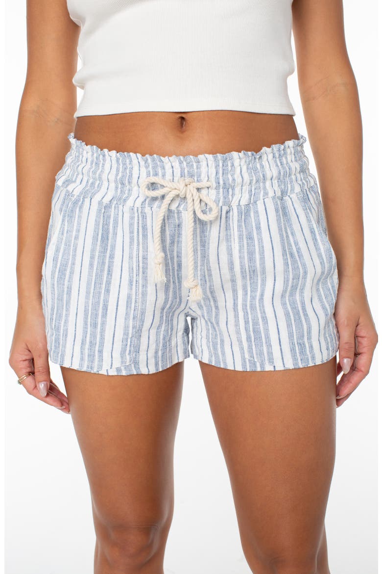 Oceanside Stripe Linen Blend Shorts, Alternate, color, BLUE HORZN