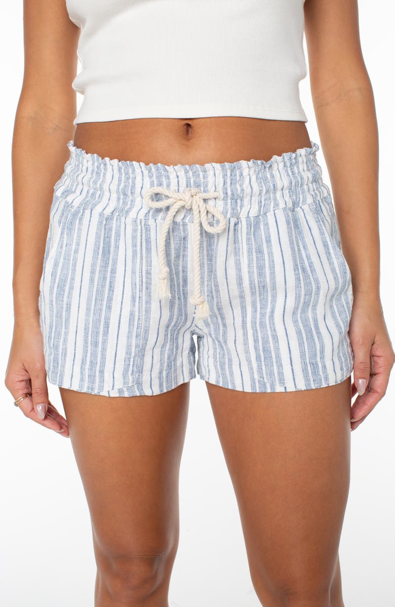 Roxy Oceanside Stripe Linen Blend Shorts, Alternate, color, Blue Horzn