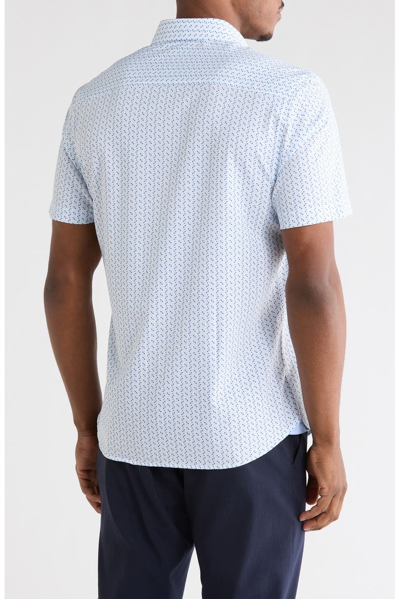 Slim Fit Geometric Print Short Sleeve Button-Down Shirt, Alternate, color, WHITE/ BLUE