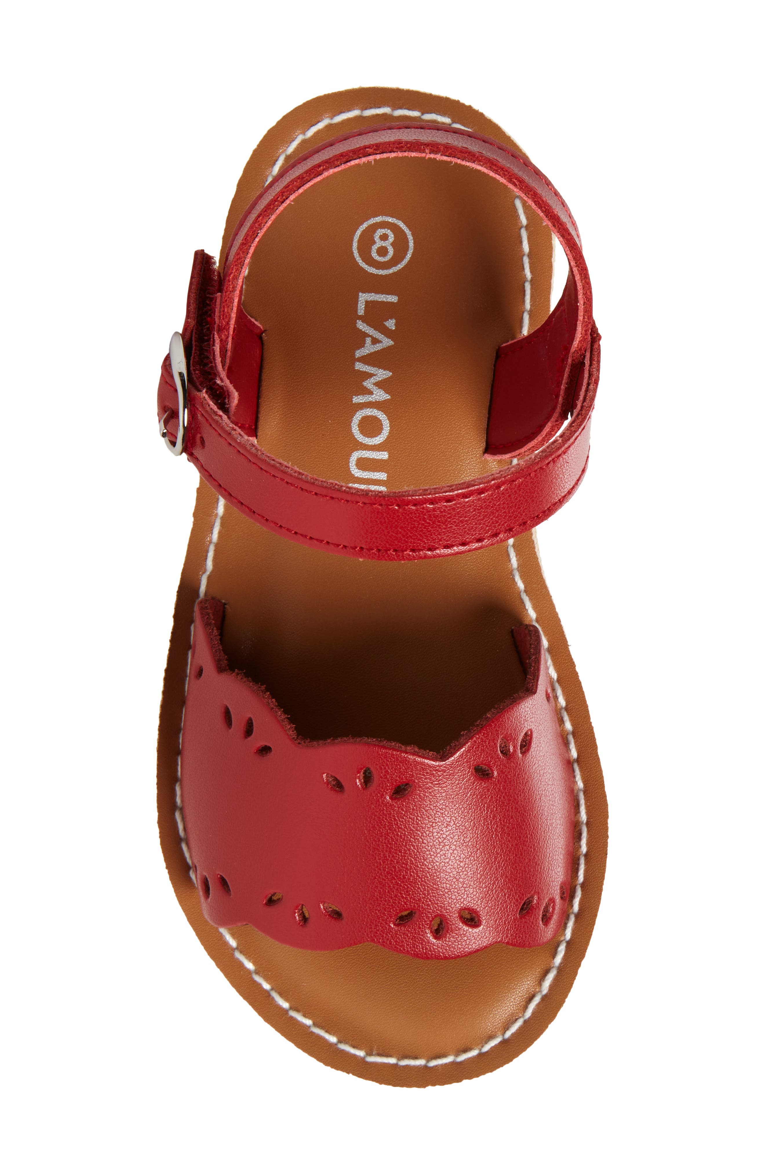 L'AMOUR Kids' Ella Scalloped Ankle Strap Sandal, Alternate, color, 