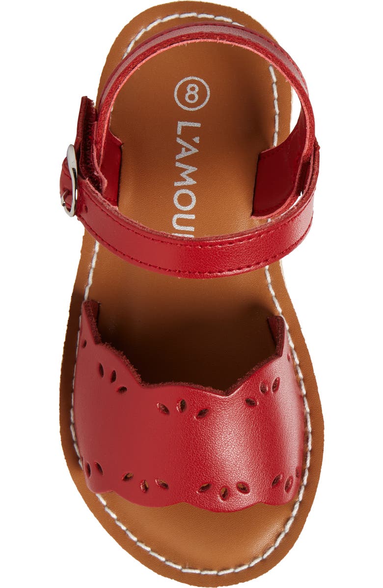 L'AMOUR Kids' Ella Scalloped Ankle Strap Sandal, Alternate, color,
