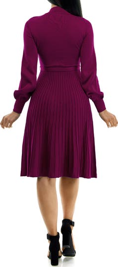 Tie Waist Fit & Flare Sweater Dress
