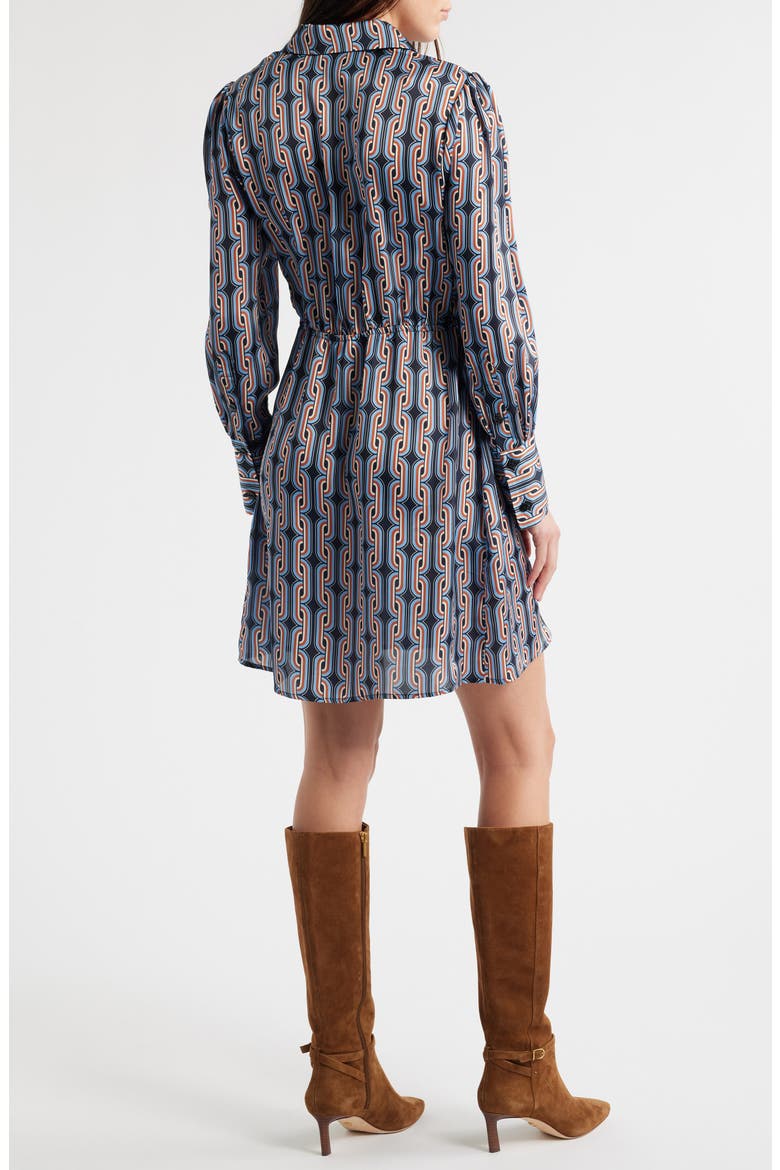 Retro Chain Long Sleeve Shirtdress, Alternate, color, BLUE MULTI