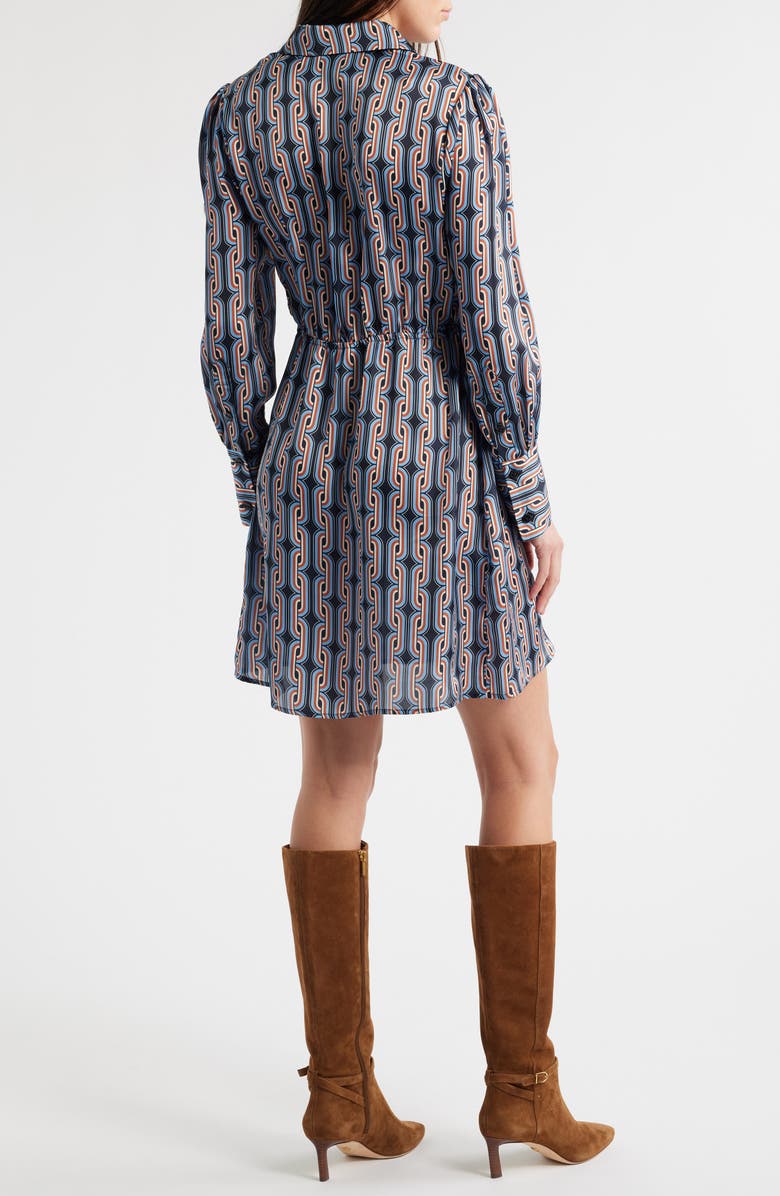Sam Edelman Retro Chain Long Sleeve Shirtdress, Alternate, color, Blue Multi