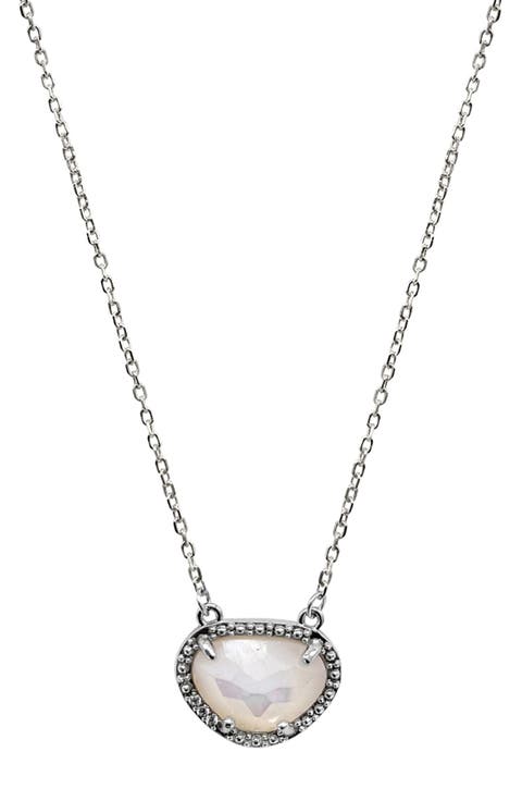 Sterling Silver Birthstone Halo Pendant Necklace
