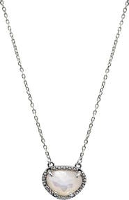 ADORNIA FINE Sterling Silver Birthstone Halo Pendant Necklace