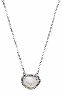 ADORNIA FINE Sterling Silver Birthstone Halo Pendant Necklace