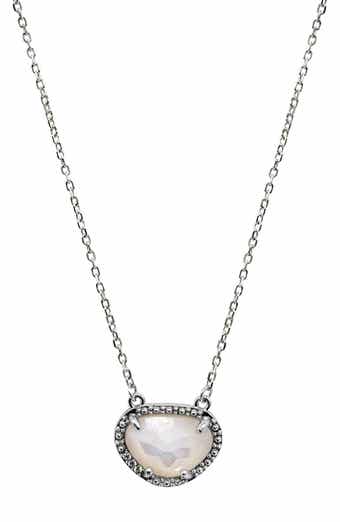 ADORNIA FINE Sterling Silver Birthstone Halo Pendant Necklace