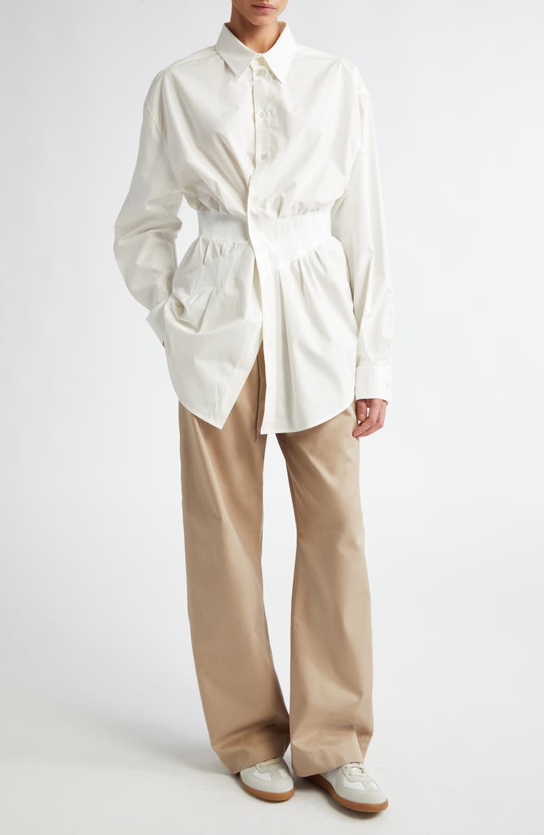 MM6 Maison Margiela Pleated Cotton Gabardine Straight Leg Pants, Alternate, color, Sand
