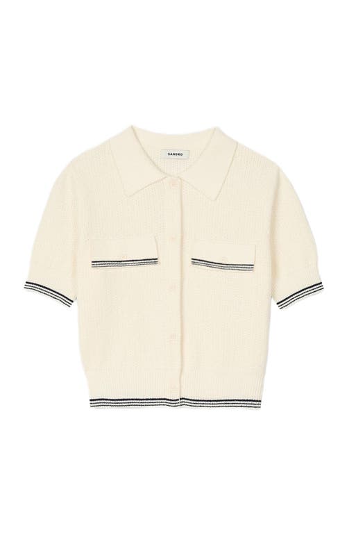 Sandro Short-sleeved Cardigan In Ecru