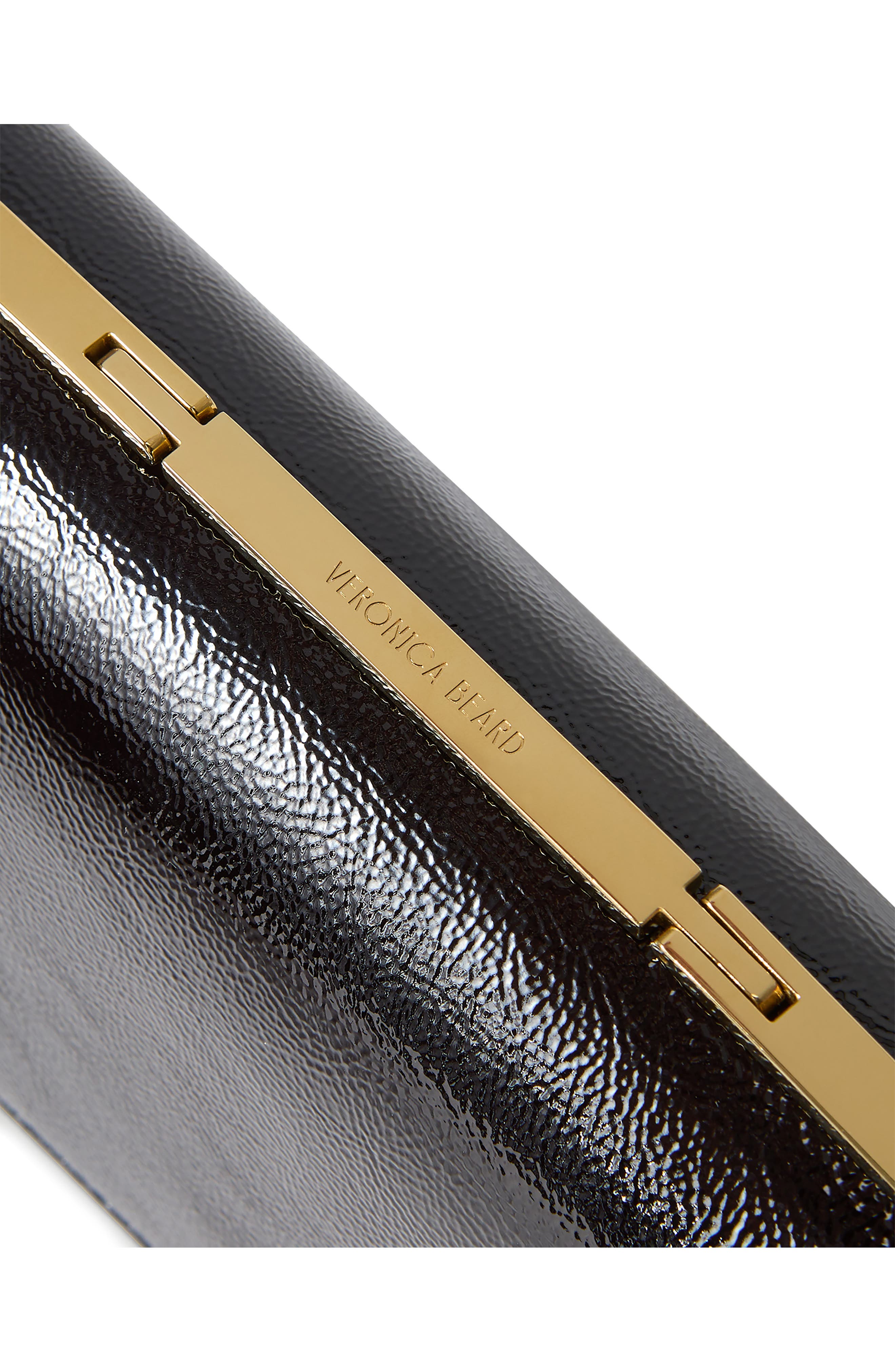 Veronica Beard Barre Patent Leather Clutch, Alternate, color, Black