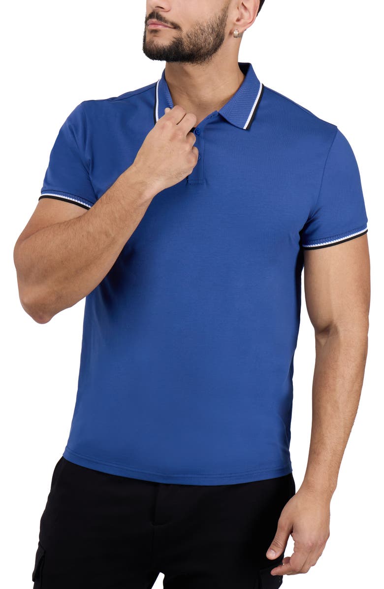 XRAY Texture Cotton Knit Polo, Alternate, color, True Blue/ Black