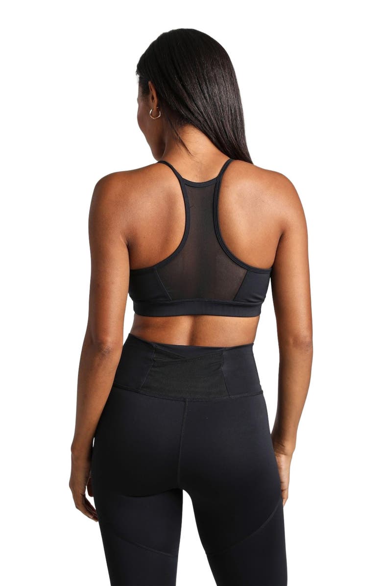 Losano V Neck Mesh Panel Bra, Alternate, color, Black