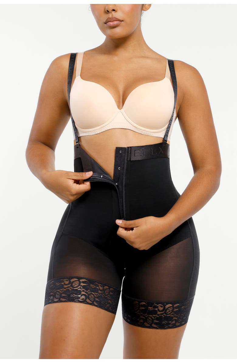 Shapellx Firm Tummy Compression Bodysuit Shaper With Butt Lifter, Alternate, color, Jet Black