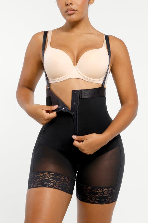 Shapellx Firm Tummy Compression Bodysuit Shaper With Butt Lifter In Jet Black