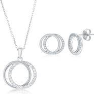 SIMONA Cubic Zirconia Interlocking Circle Stud Earrings & Pendant Necklace Set