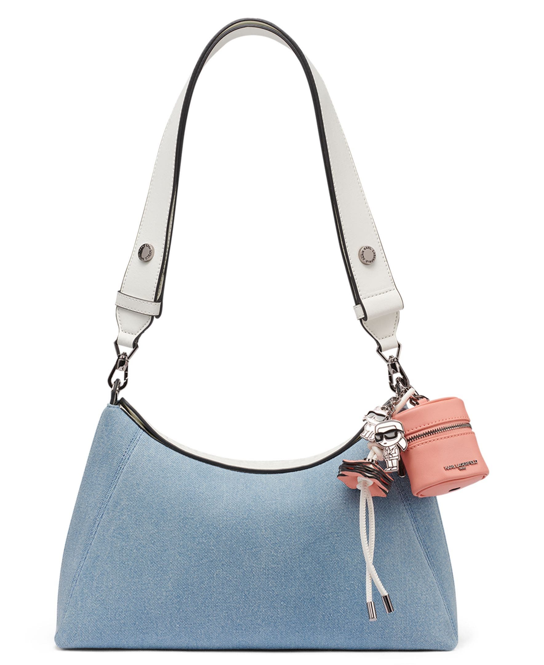 KARL LAGERFELD PARIS Nikole Mini Denim Crossbody, Main, color, Light Denim