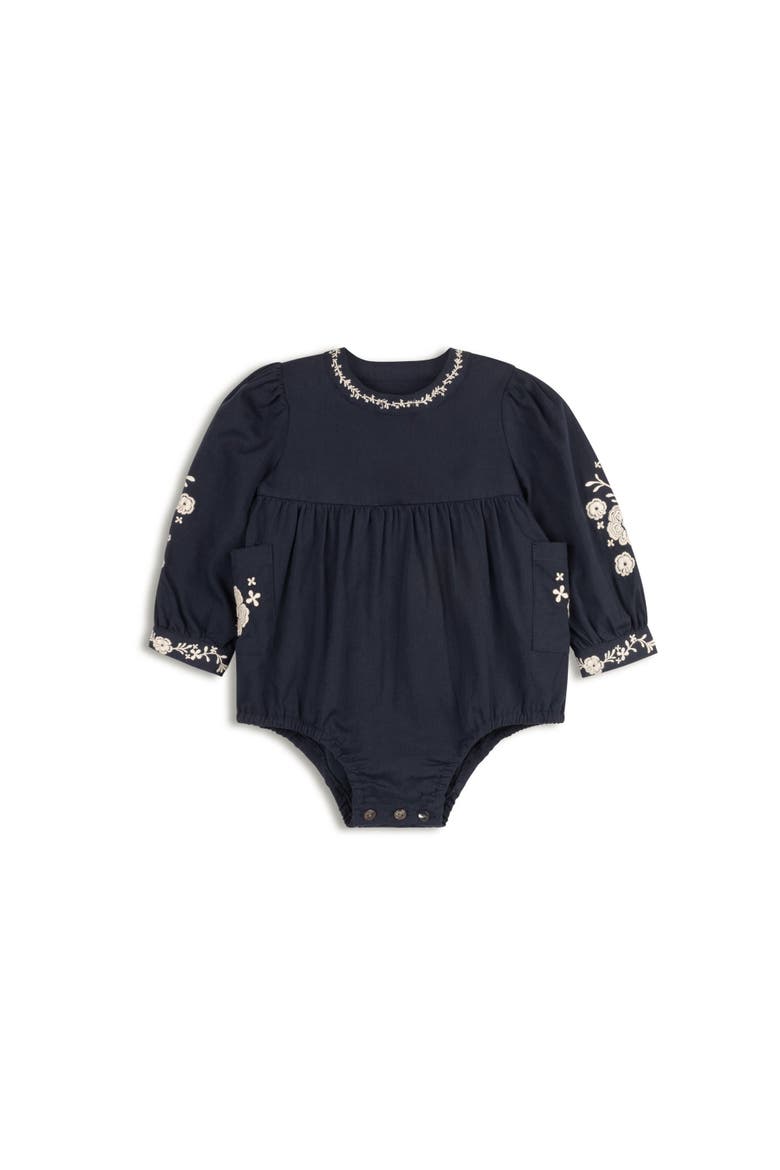 Looms Floral Embroidered Collection - Romper, Main, color, Navy
