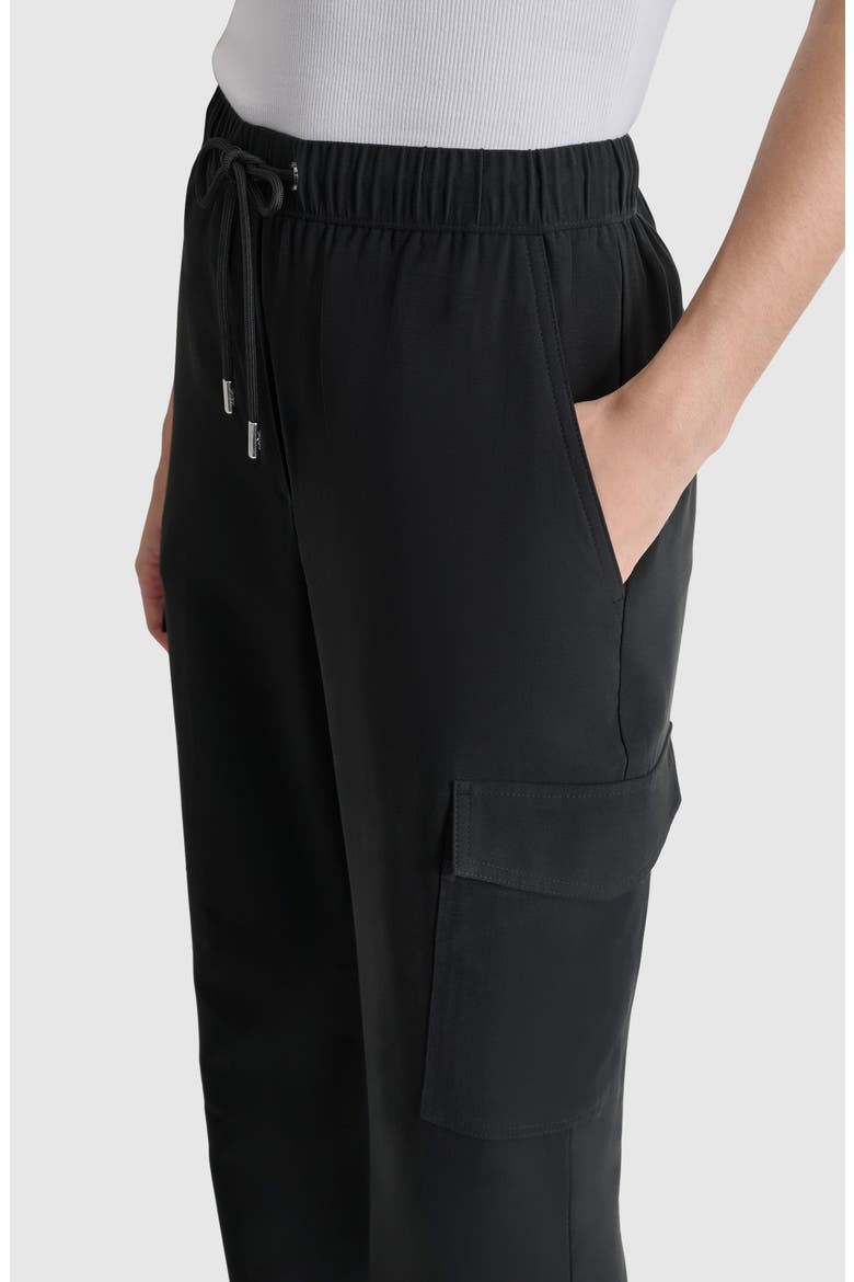 Carrot Drawstring Cargo Pants, Alternate, color, BLACK