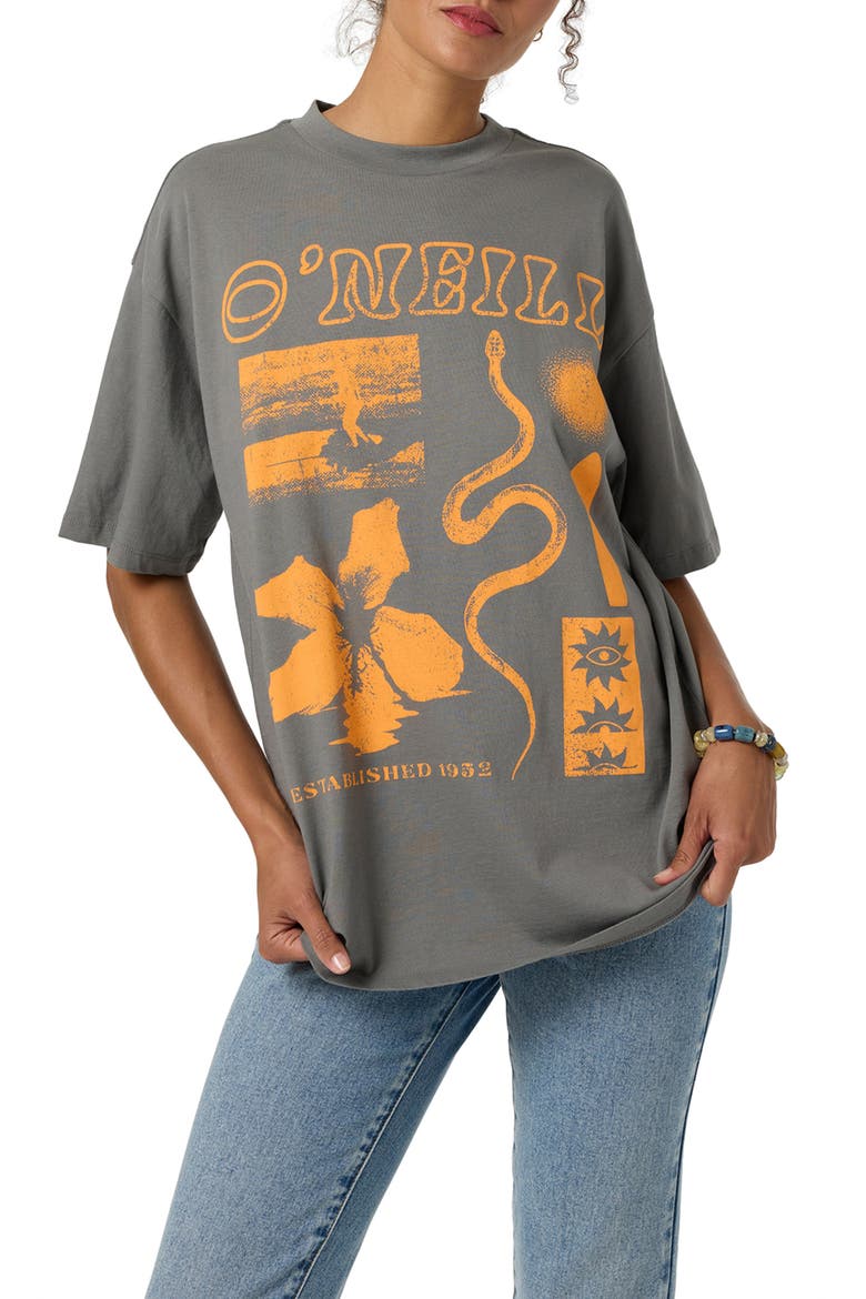 Tropic Meltdown Oversized Graphic T-Shirt, Alternate, color, GARGOYLE