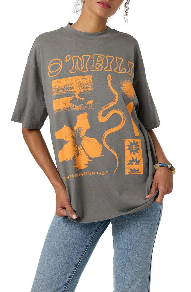 O'Neill Tropic Meltdown Oversized Graphic T-Shirt, Alternate, color, Gargoyle
