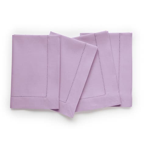 Cotton Linen Hemstitch Dinner Napkins Set of 4, 20 x 20 Inch for Dining Table, Holiday and Everyday Table Decor